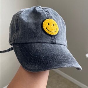 Gray Cap with Yellow Smiley Patch